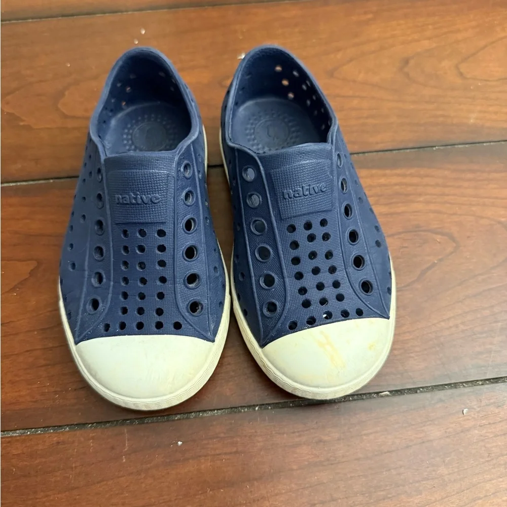 Native Jefferson Blue and White Water Shoes Slip-On